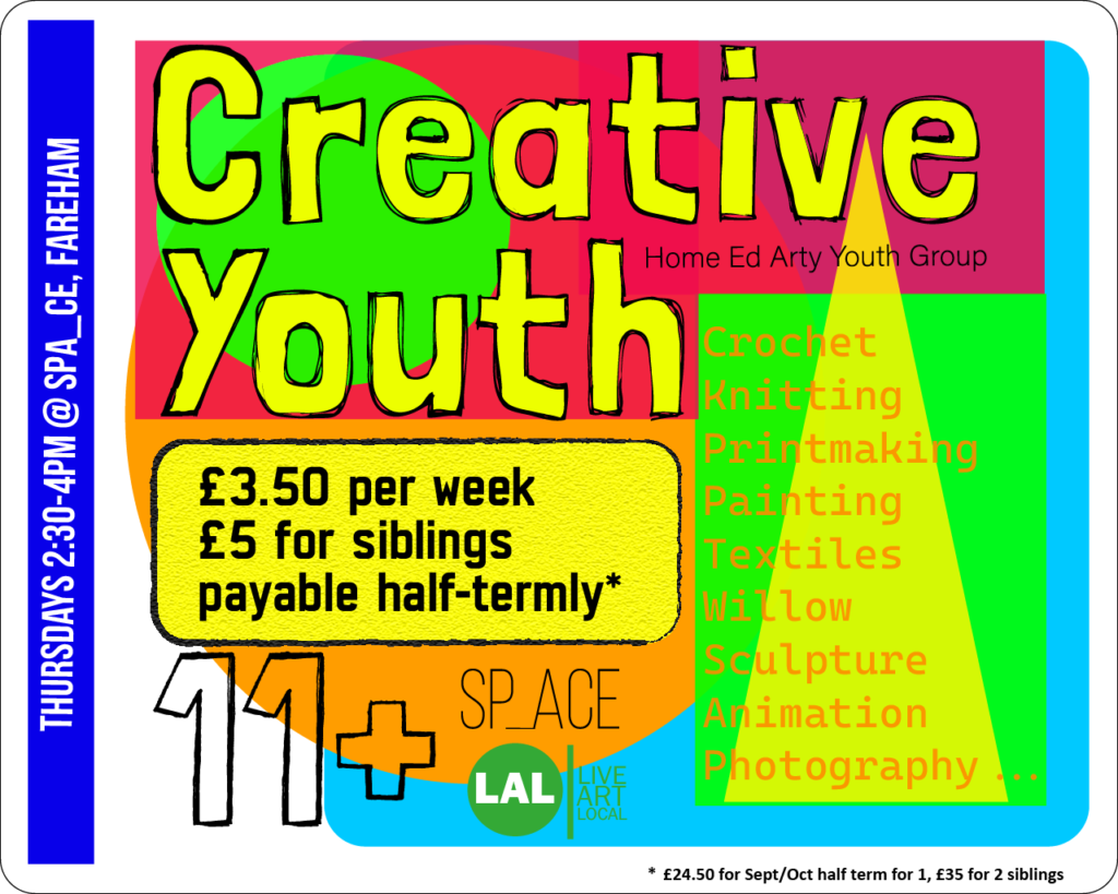 A digital flyer for new Arty Youth group, Creative Youth